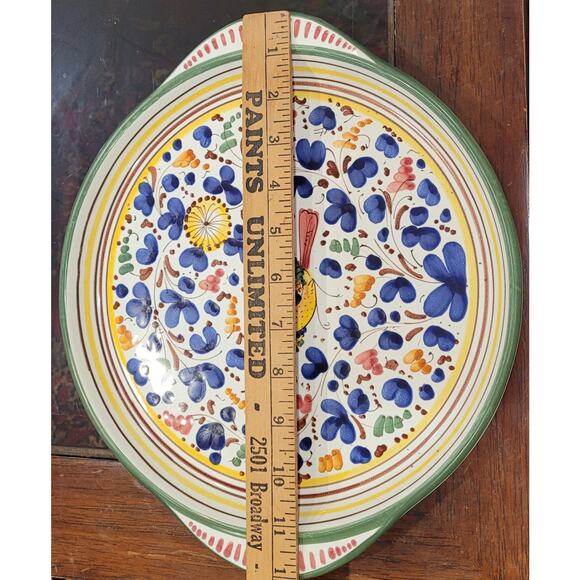 Sberna Deruta Italy Handpainted Arabesco Bird Serving Tray - Picture 2 of 7